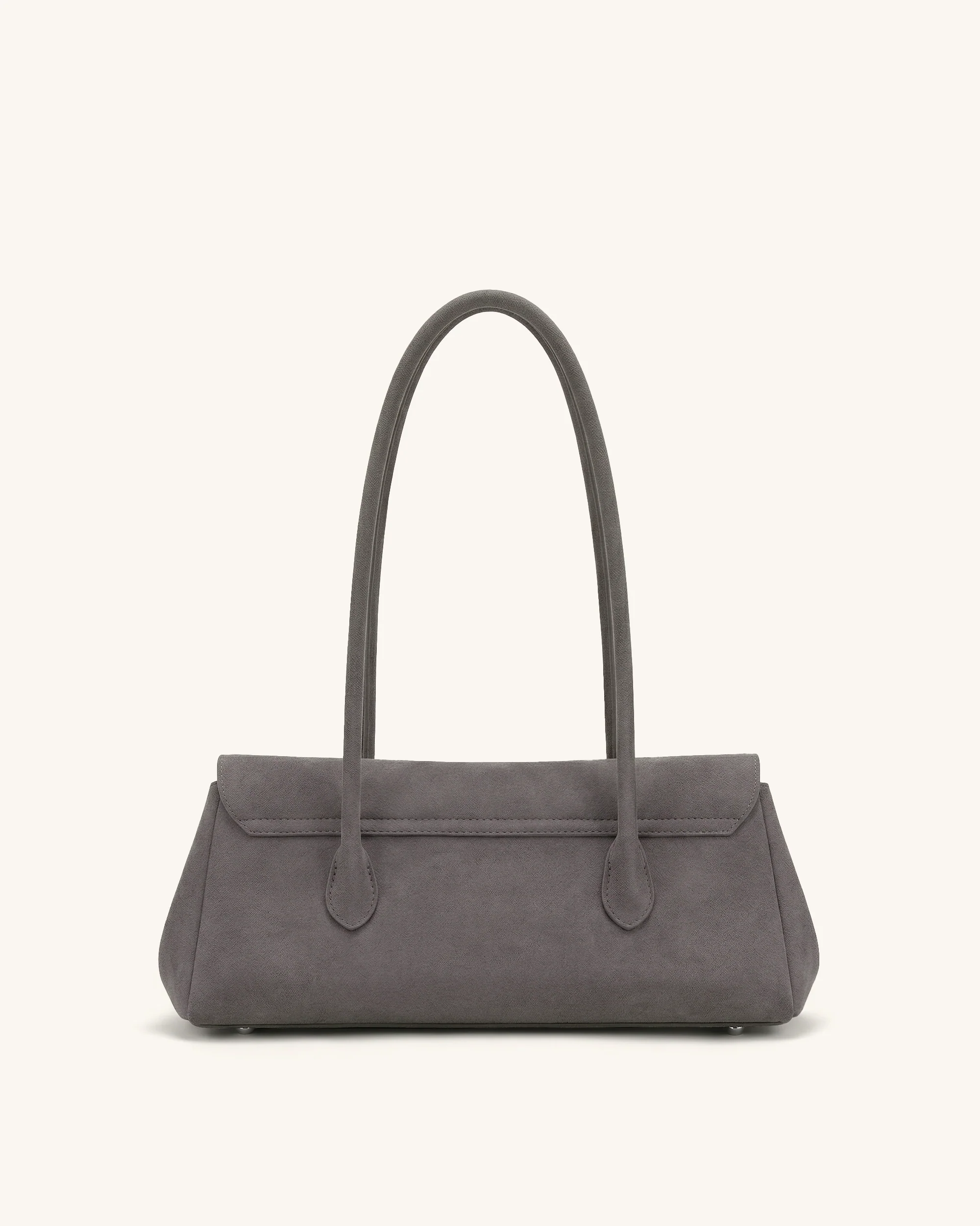 Solenne Faux Suede East-West Shoulder Bag - Taupe - Image 4