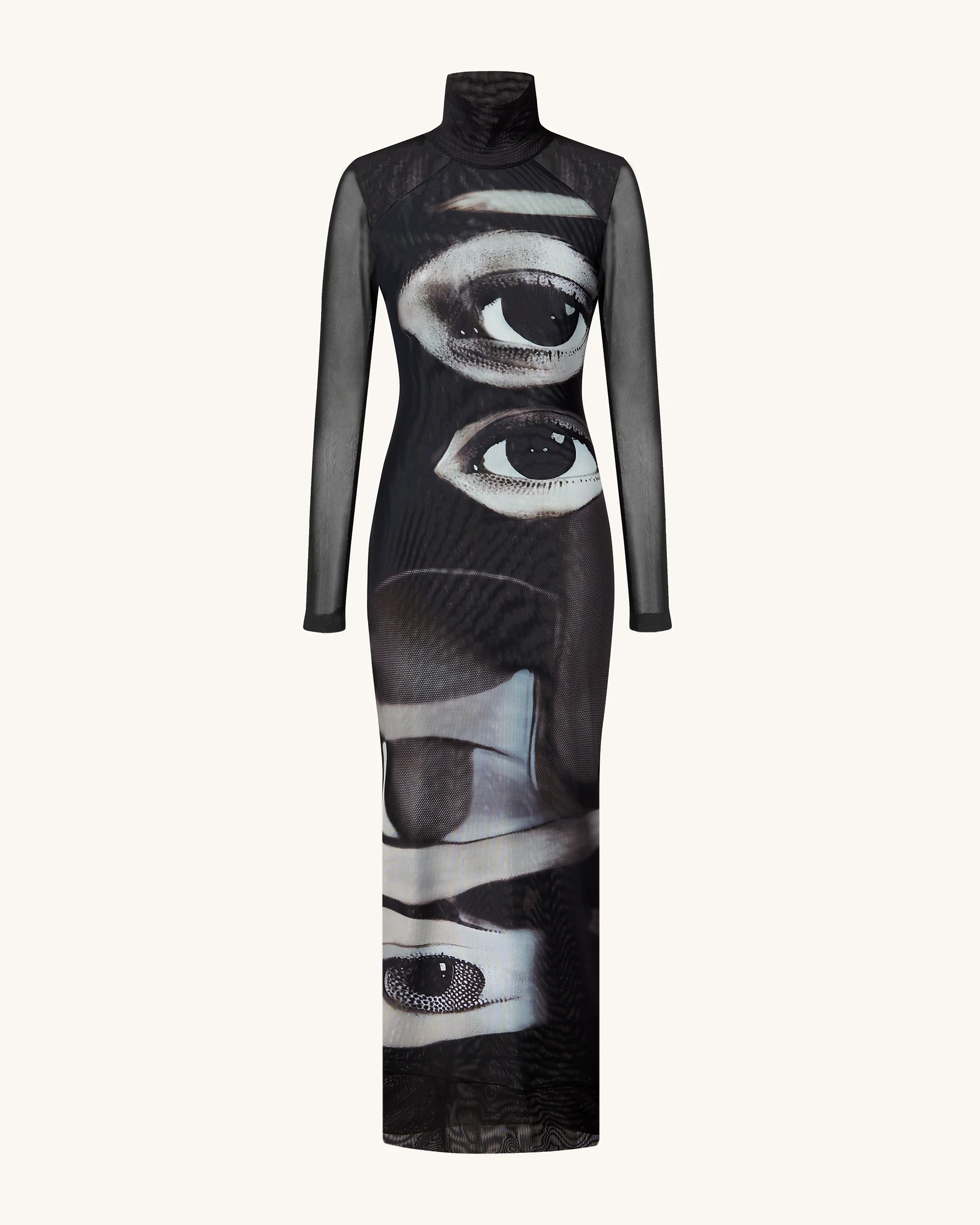 Sophia Eye Print Mesh Dress - Black/White - Image 4