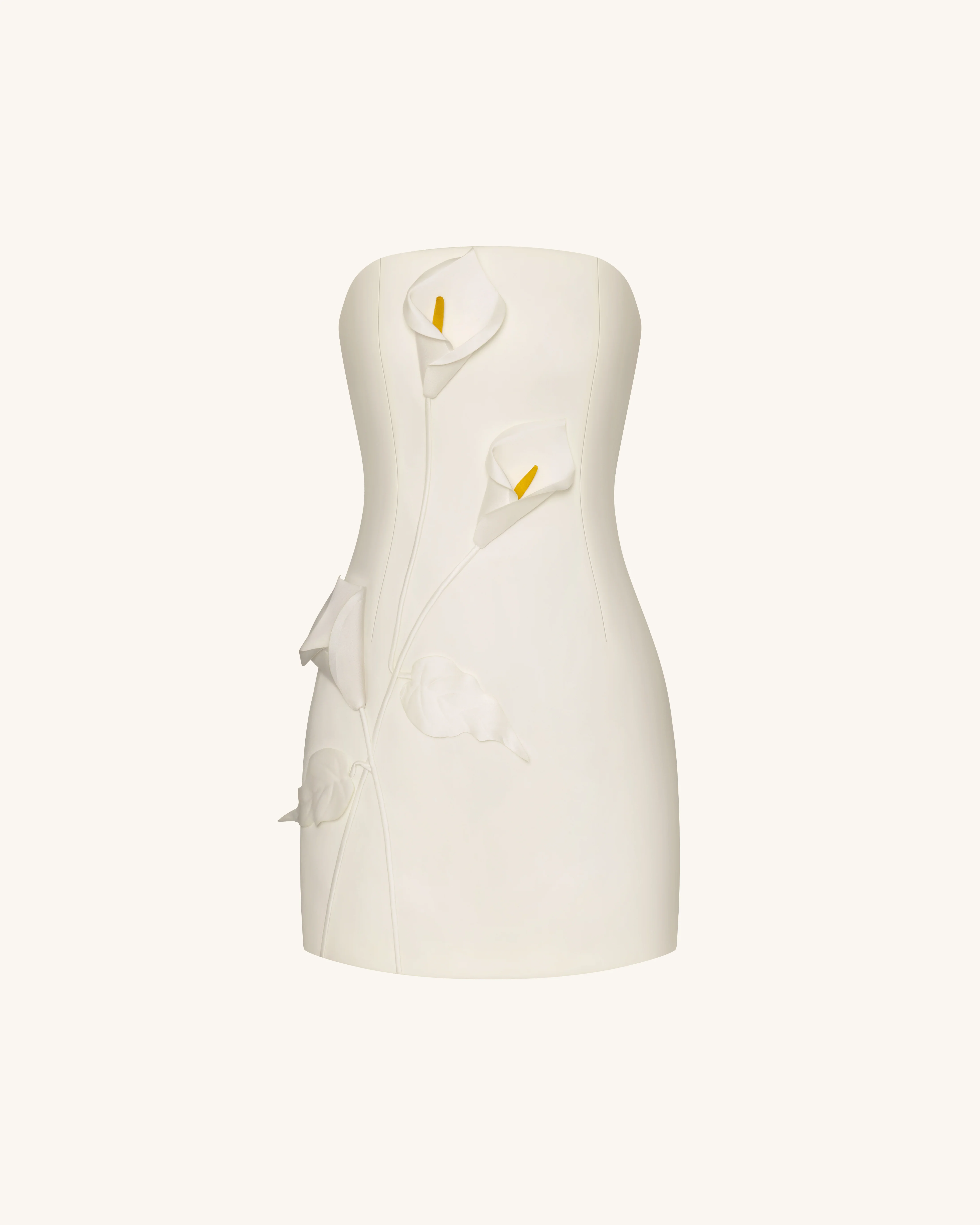 Strapless Floral Appliqué Dress - White - Image 3
