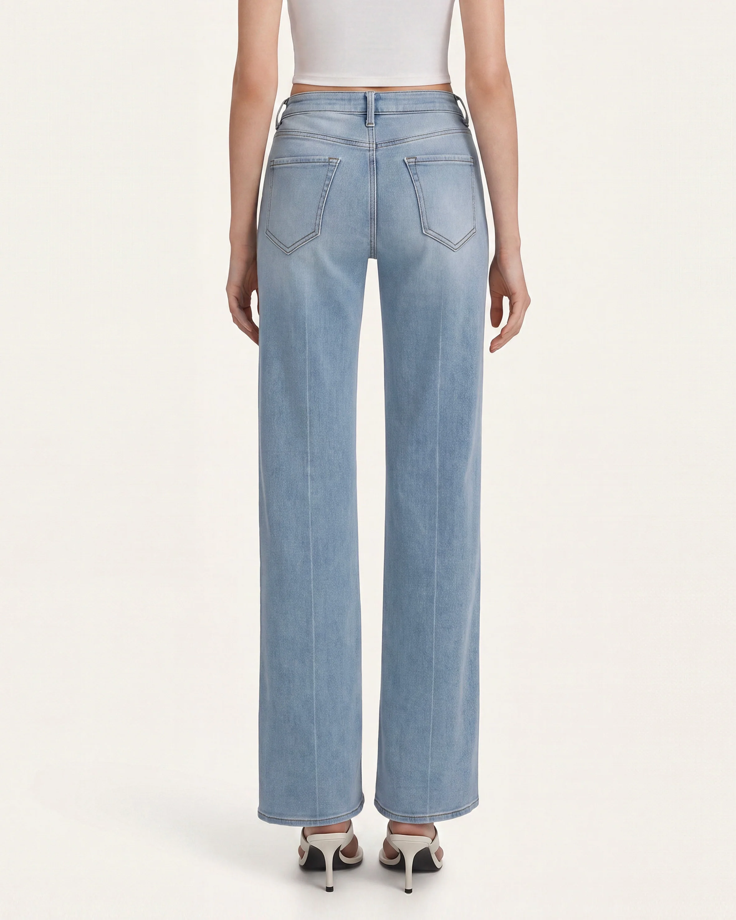 Sweetheart Pink Bow Rhinestone Straight Jeans - Pale Blue Eyes - Image 2