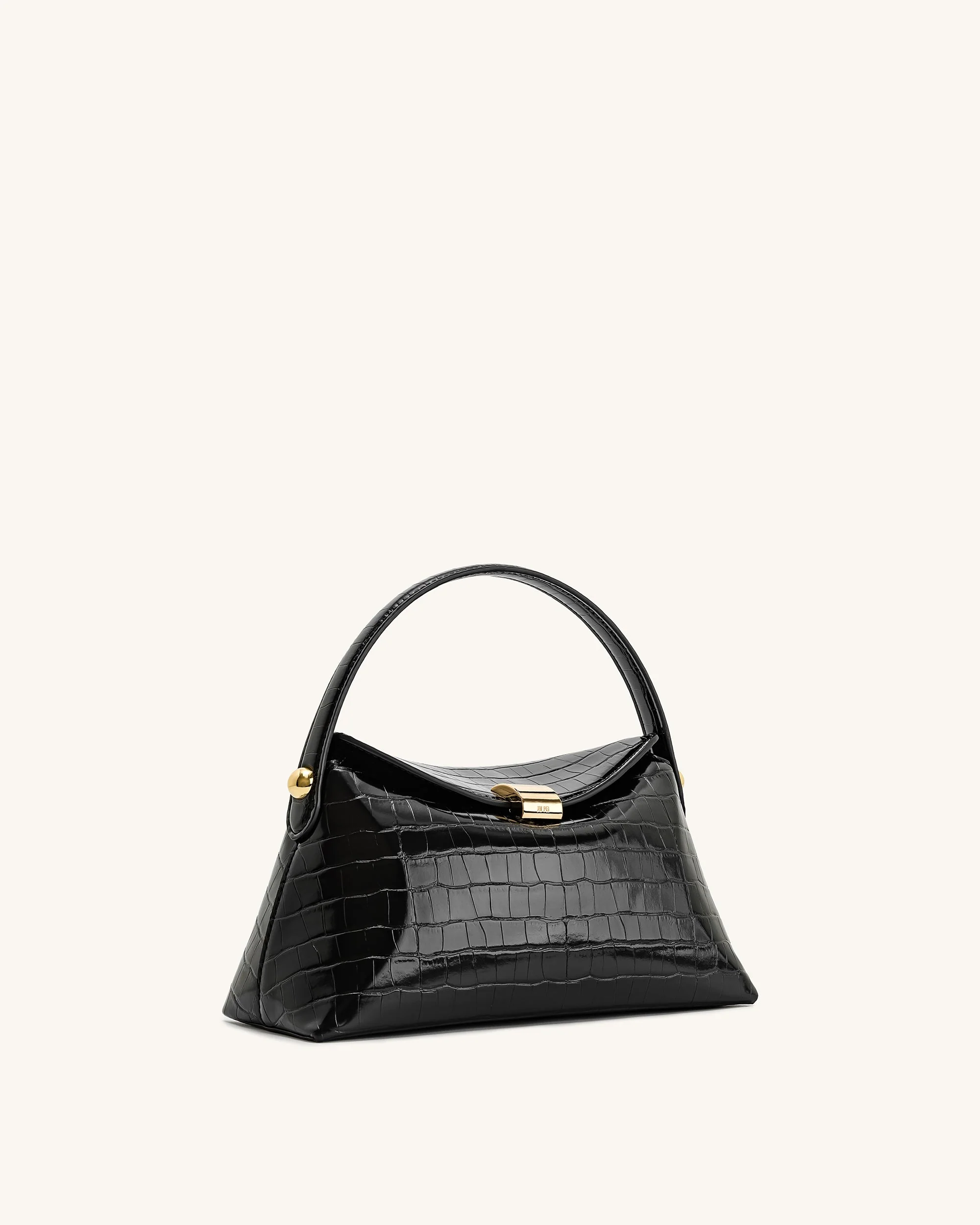 Talia Top Handle Bag - Black Croc - Image 3