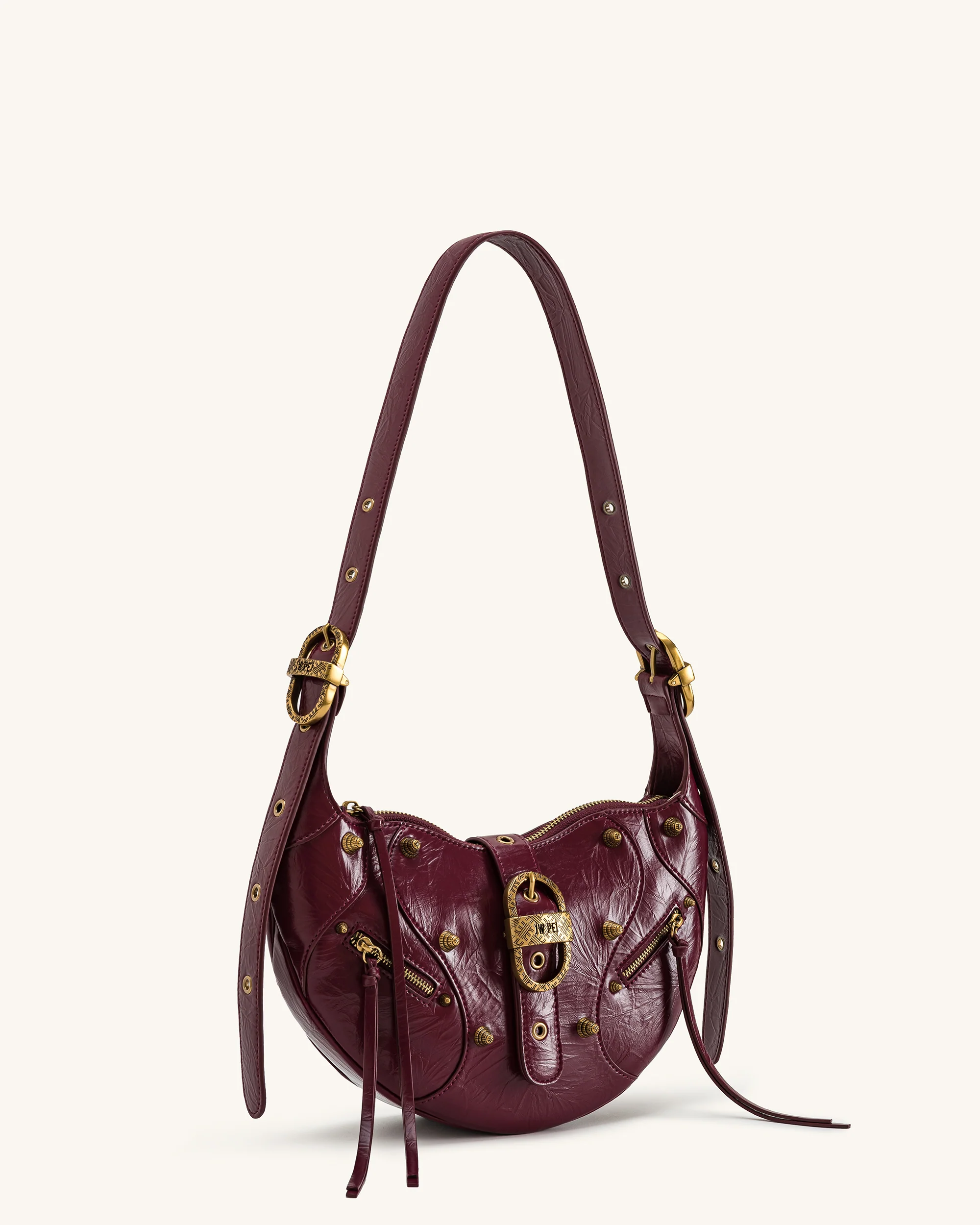 Tessa Studded Shoulder Bag - Burgundy - Image 2