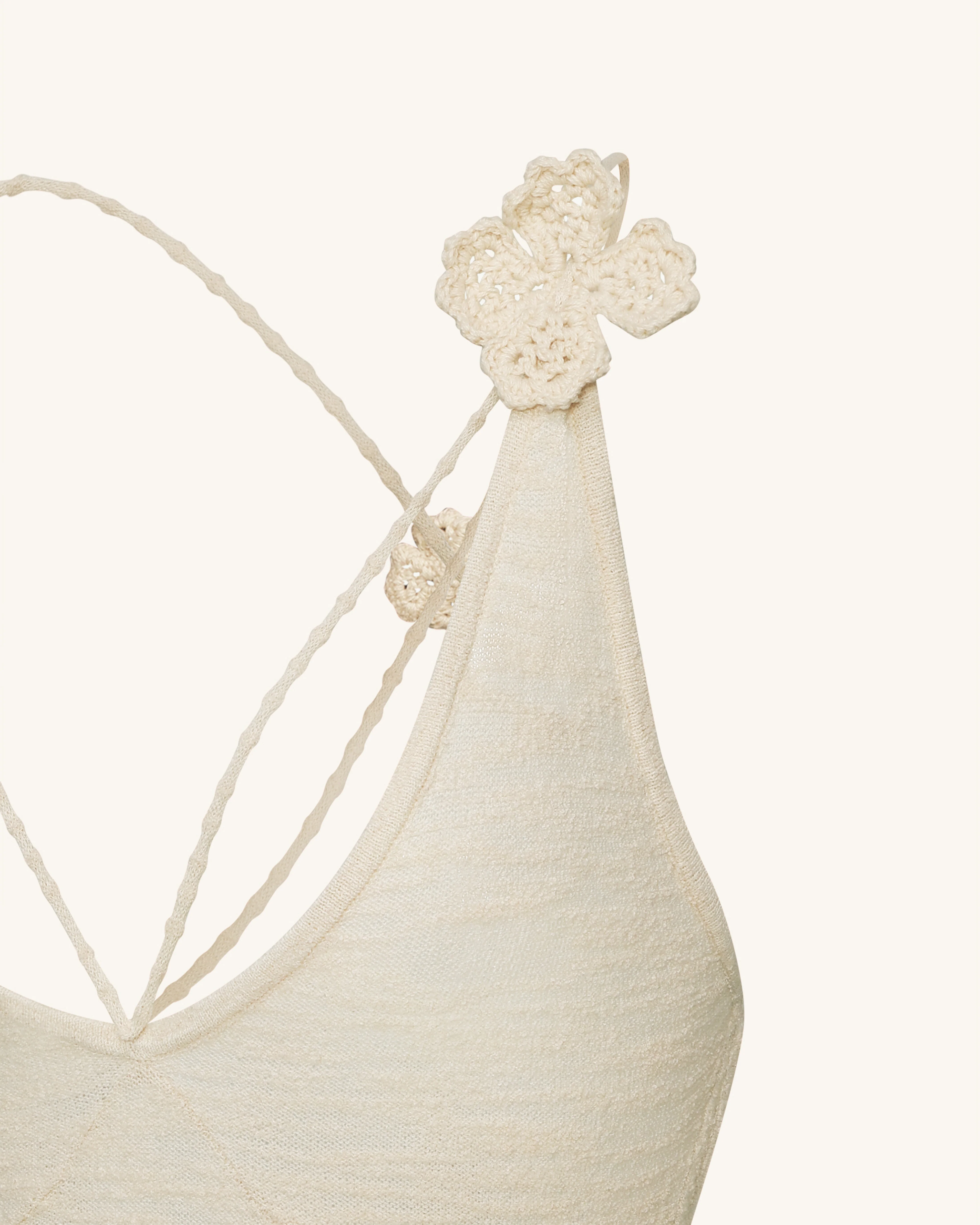 Textured Knit Halter Maxi Dress - Cream - Image 5
