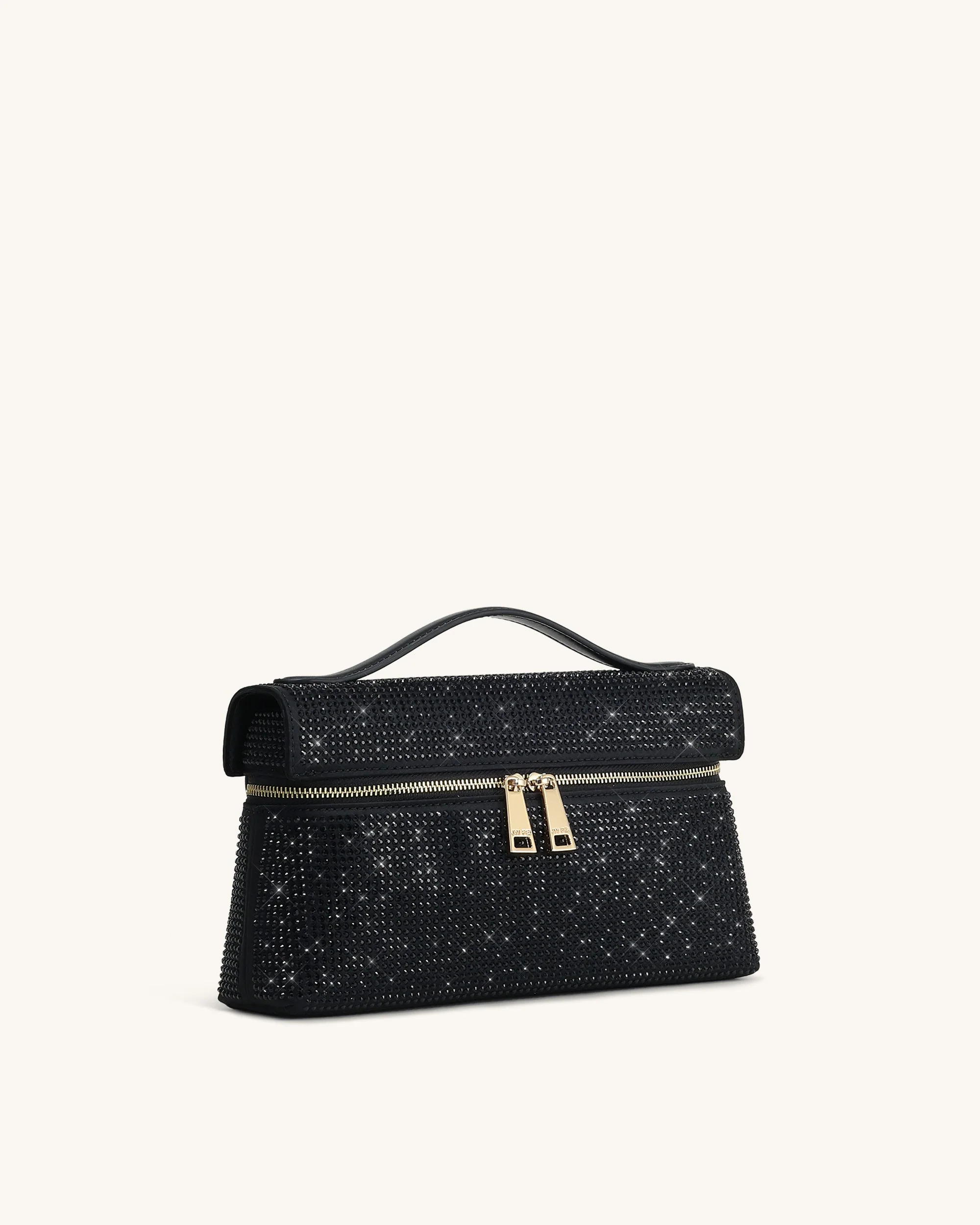 Thea Artificial Crystal Top Handle Bag - Black - Image 2