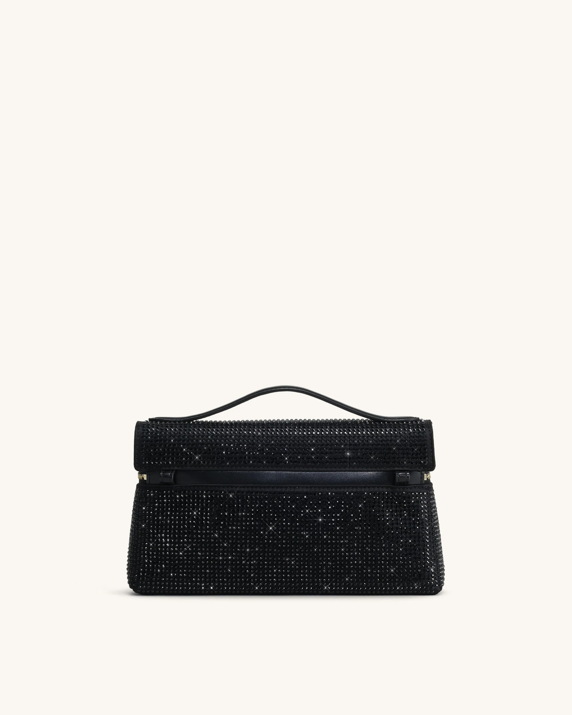 Thea Artificial Crystal Top Handle Bag - Black - Image 3