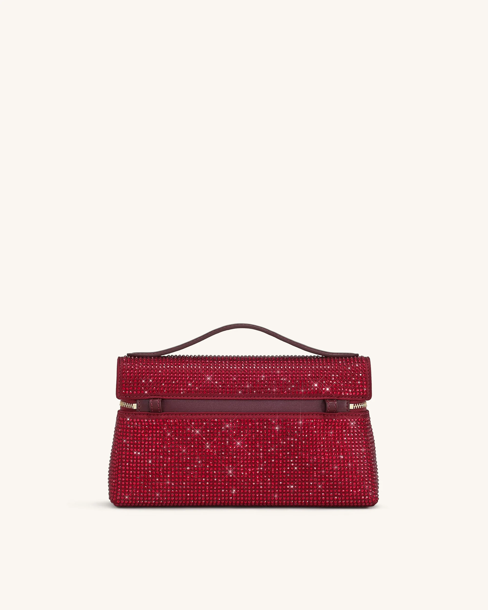 Thea Artificial Crystal Top Handle Bag - Red - Image 3