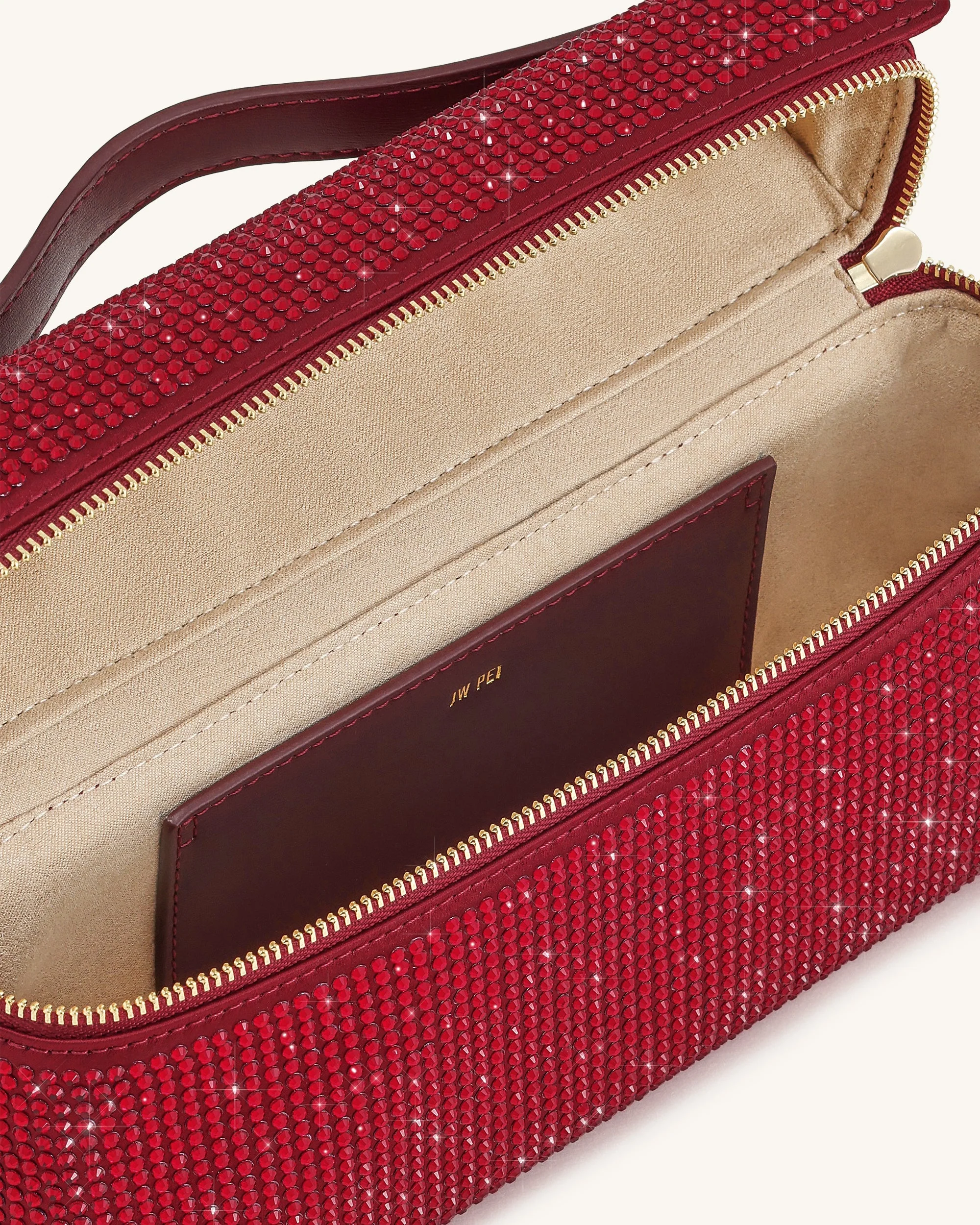Thea Artificial Crystal Top Handle Bag - Red - Image 4