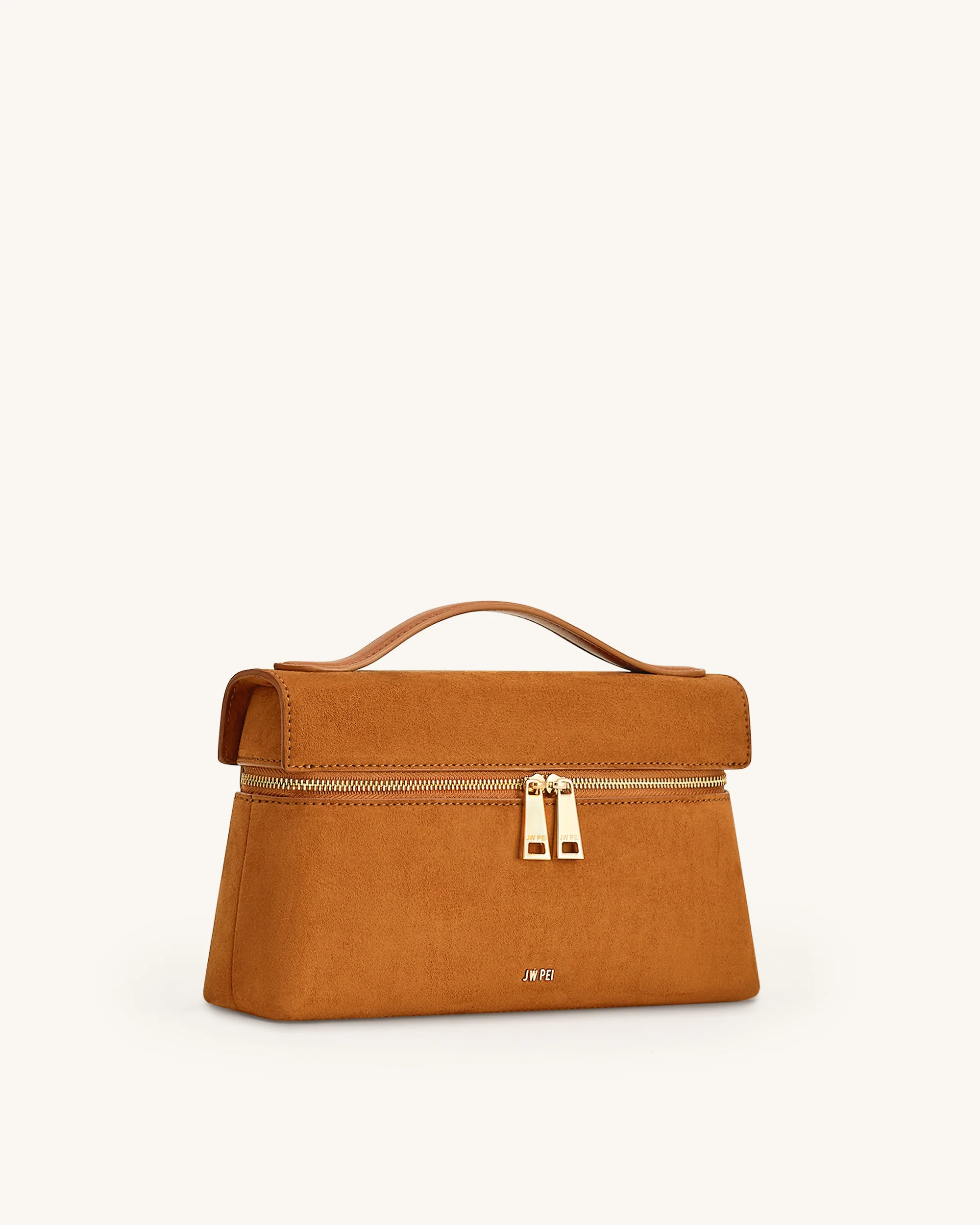 Thea Faux Suede Top Handle Bag - Camel - Image 2