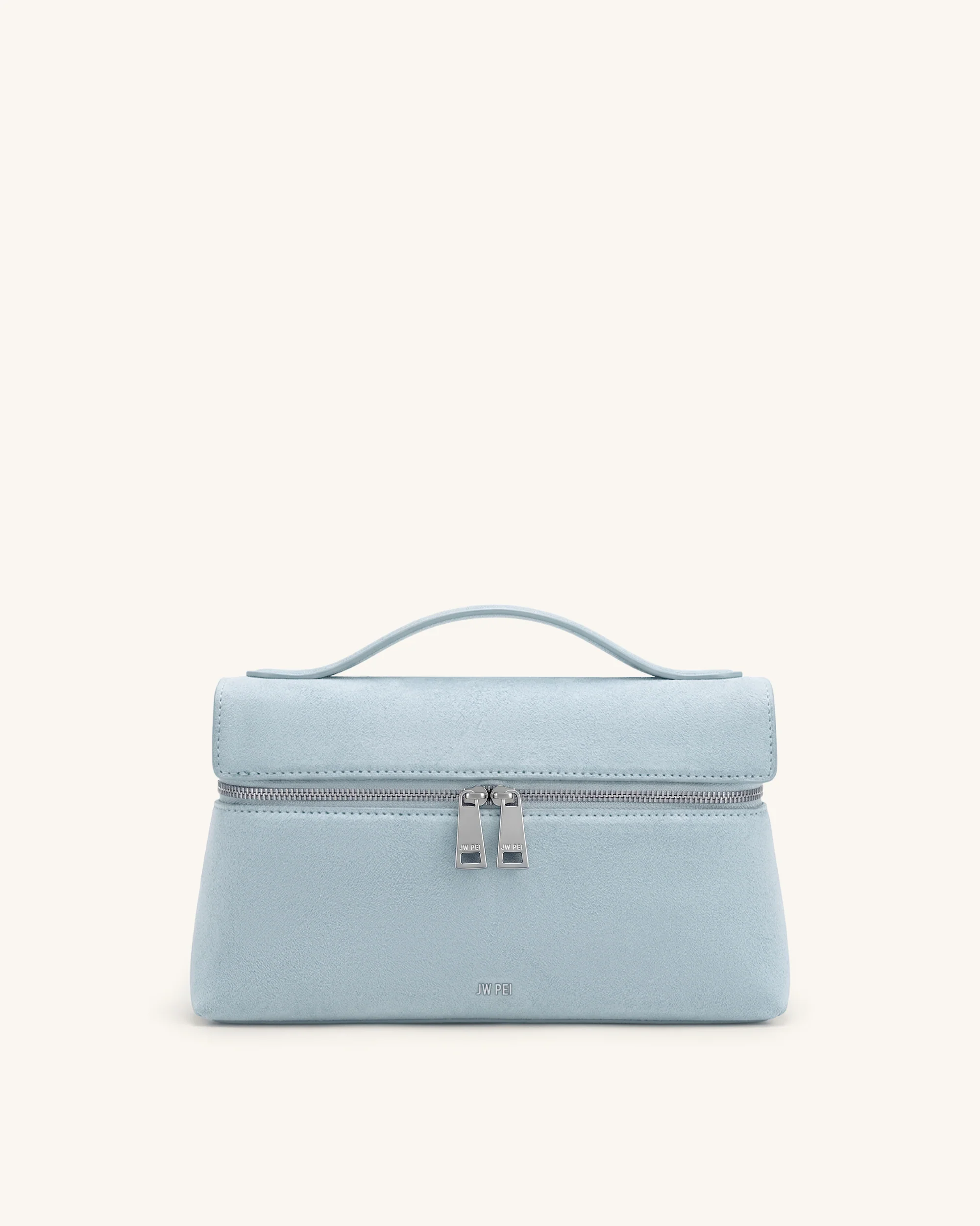 Thea Faux Suede Top Handle Bag - Light Blue