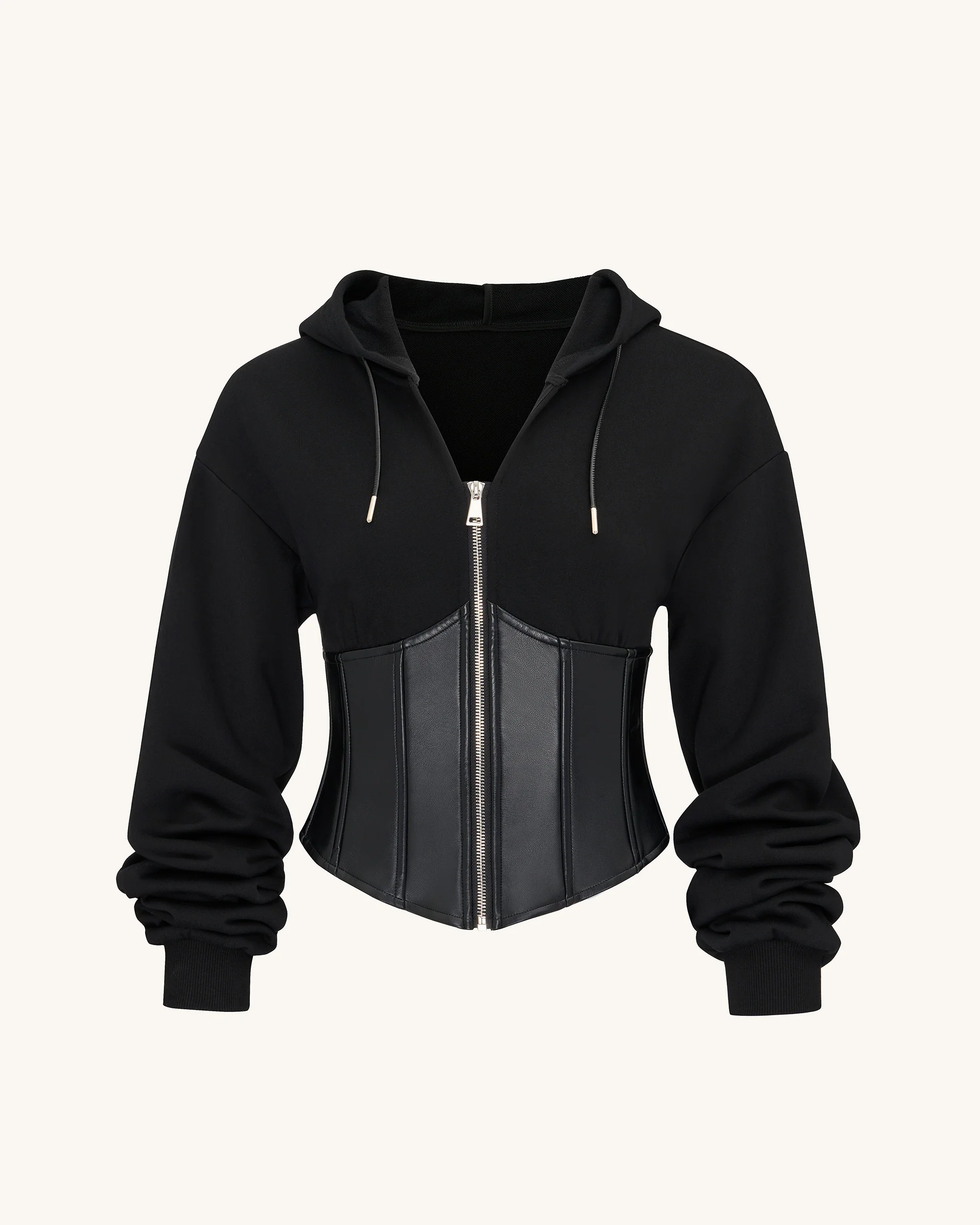 Valentina Structured Corset Hoodie - Black - Image 3