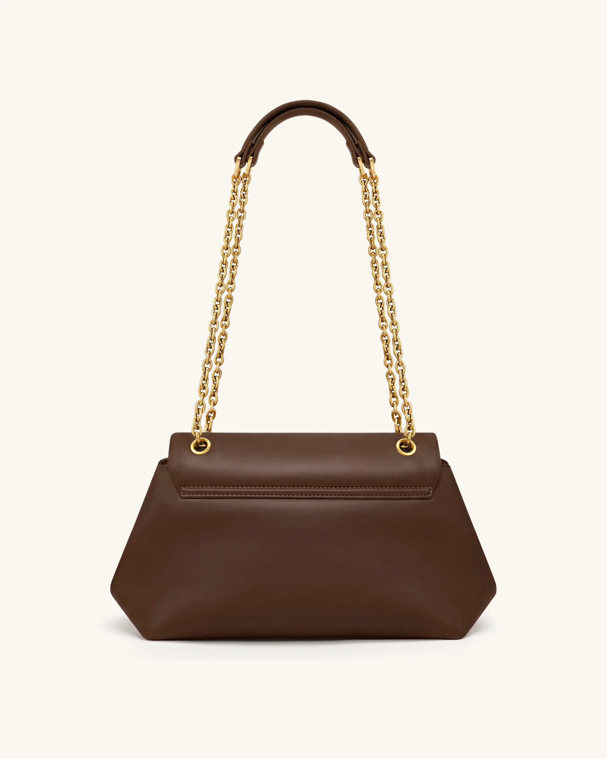 Valerie Chain Flap Shoulder Bag - Dark Brown - Image 3