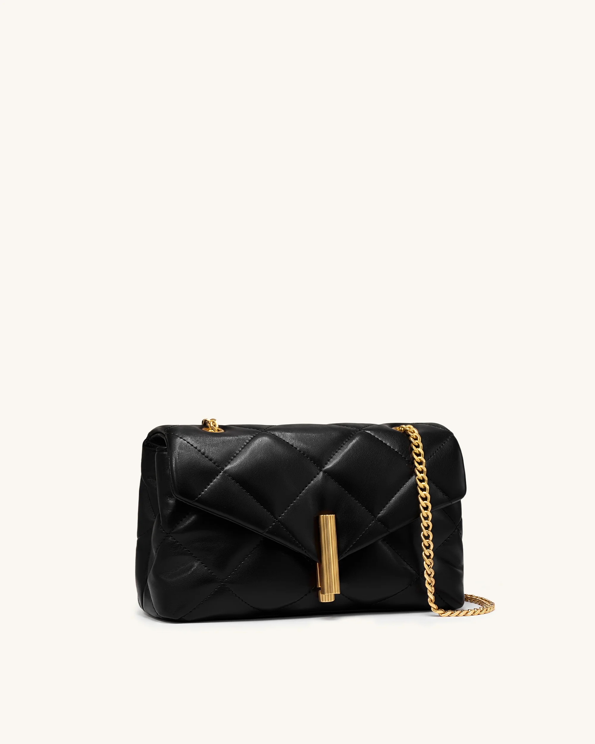 Valerie Puffy Bar-Lock Shoulder Bag - Black - Image 2