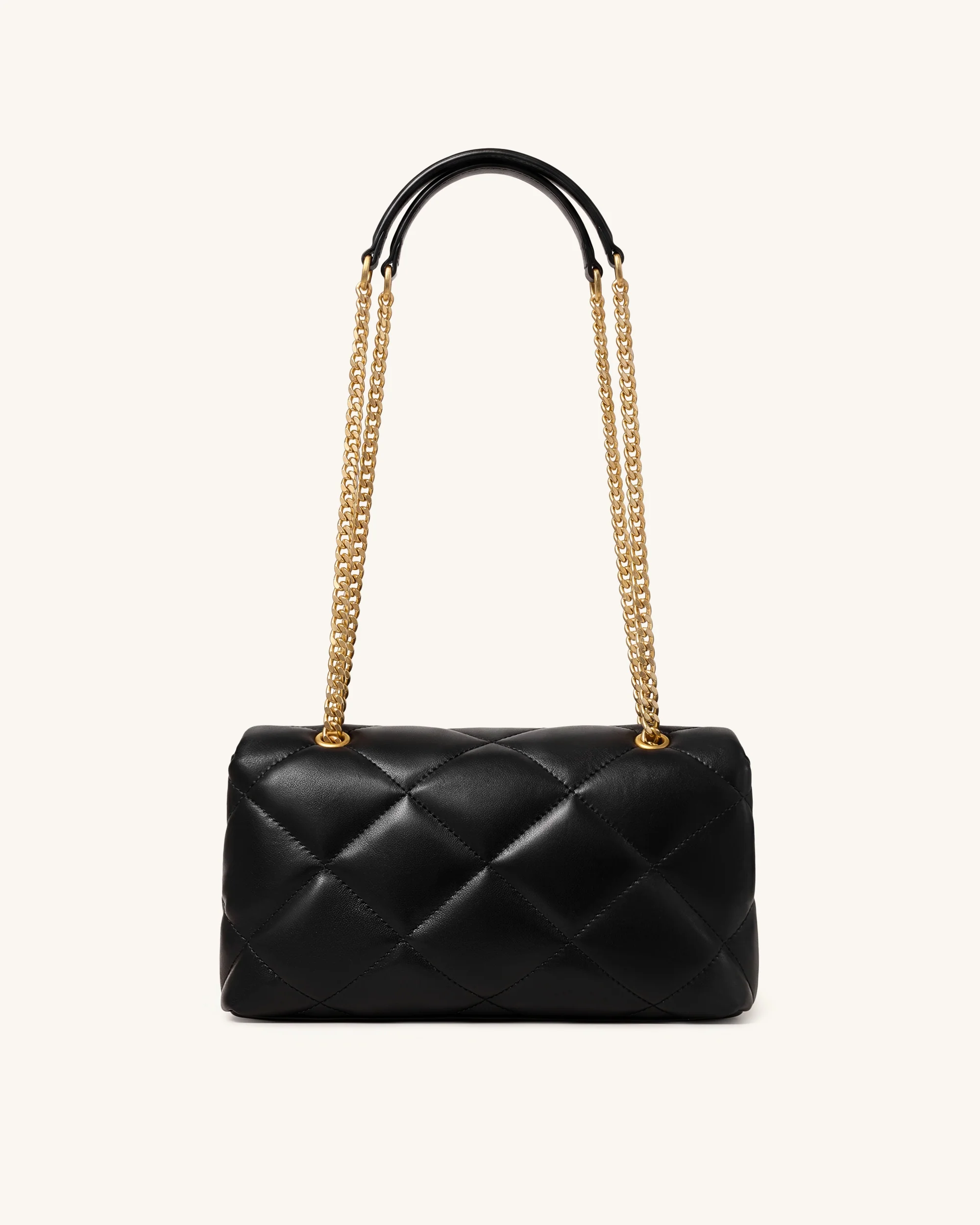 Valerie Puffy Bar-Lock Shoulder Bag - Black - Image 3