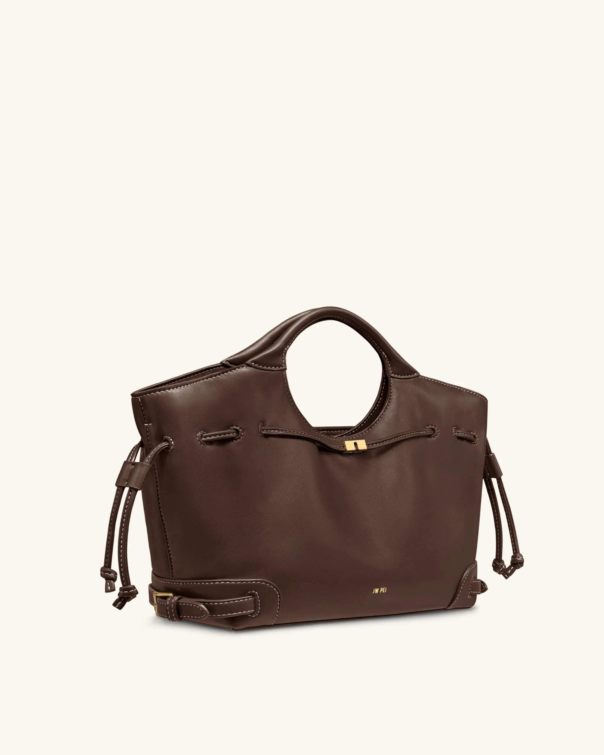 Virelle Drawstring Tote Bag - Brown - Image 3