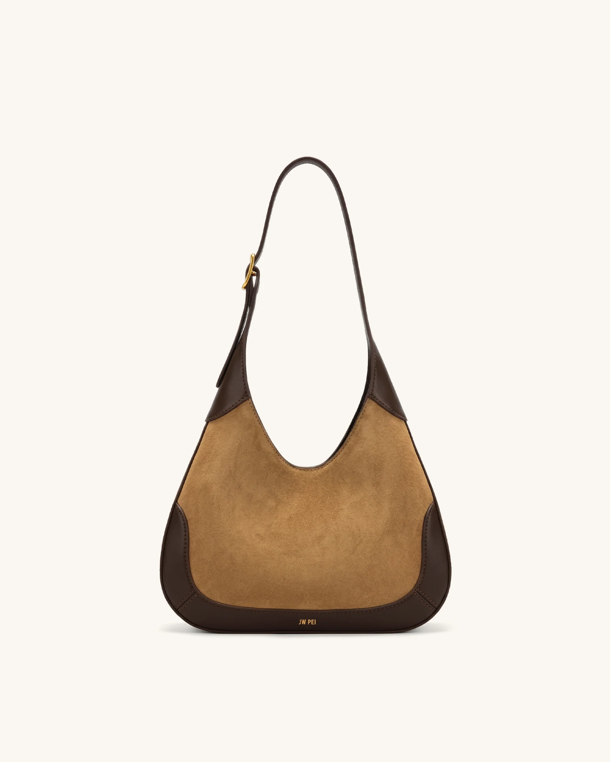 Willow Faux Suede Trim Hobo Bag - Brown