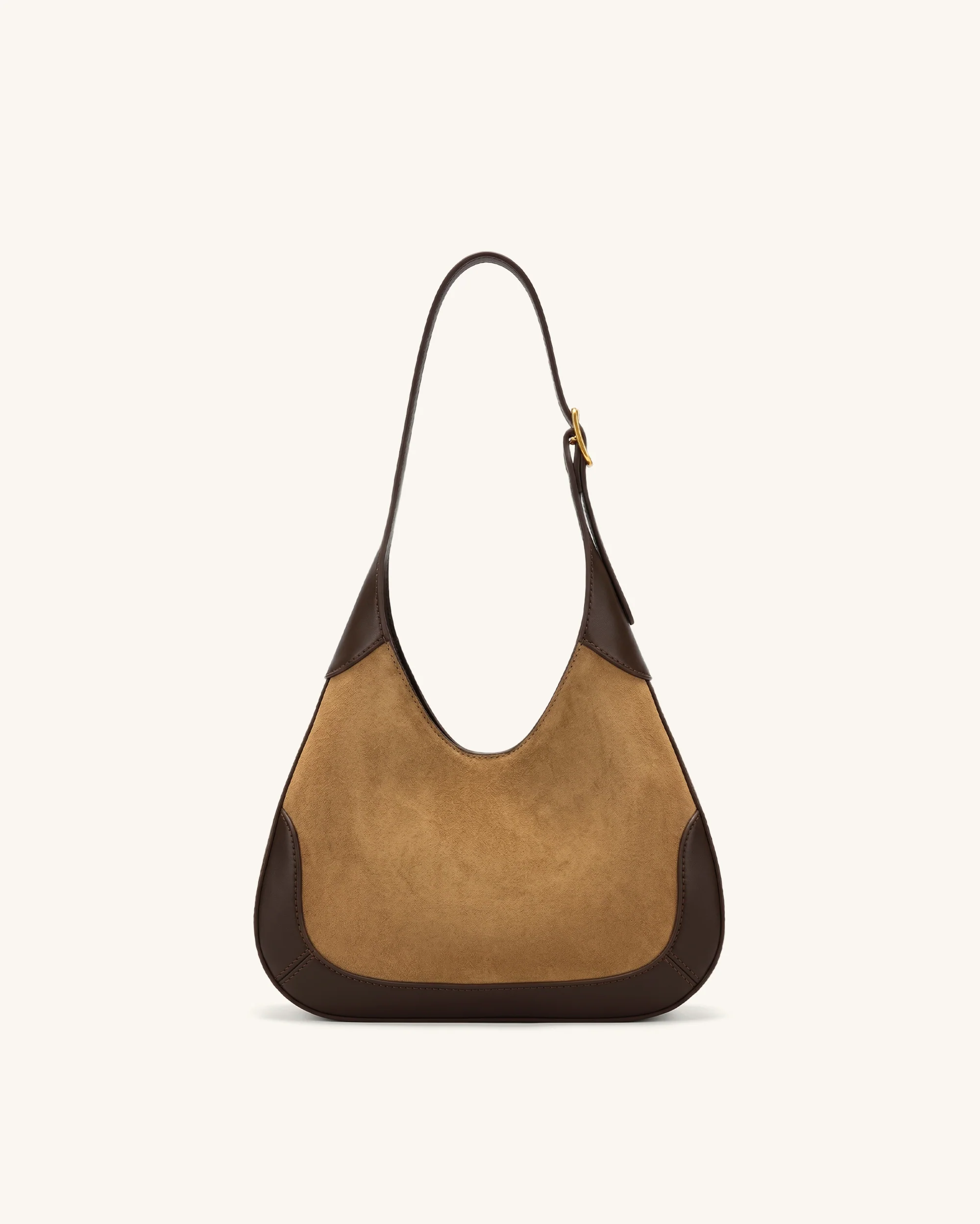 Willow Faux Suede Trim Hobo Bag - Brown - Image 3