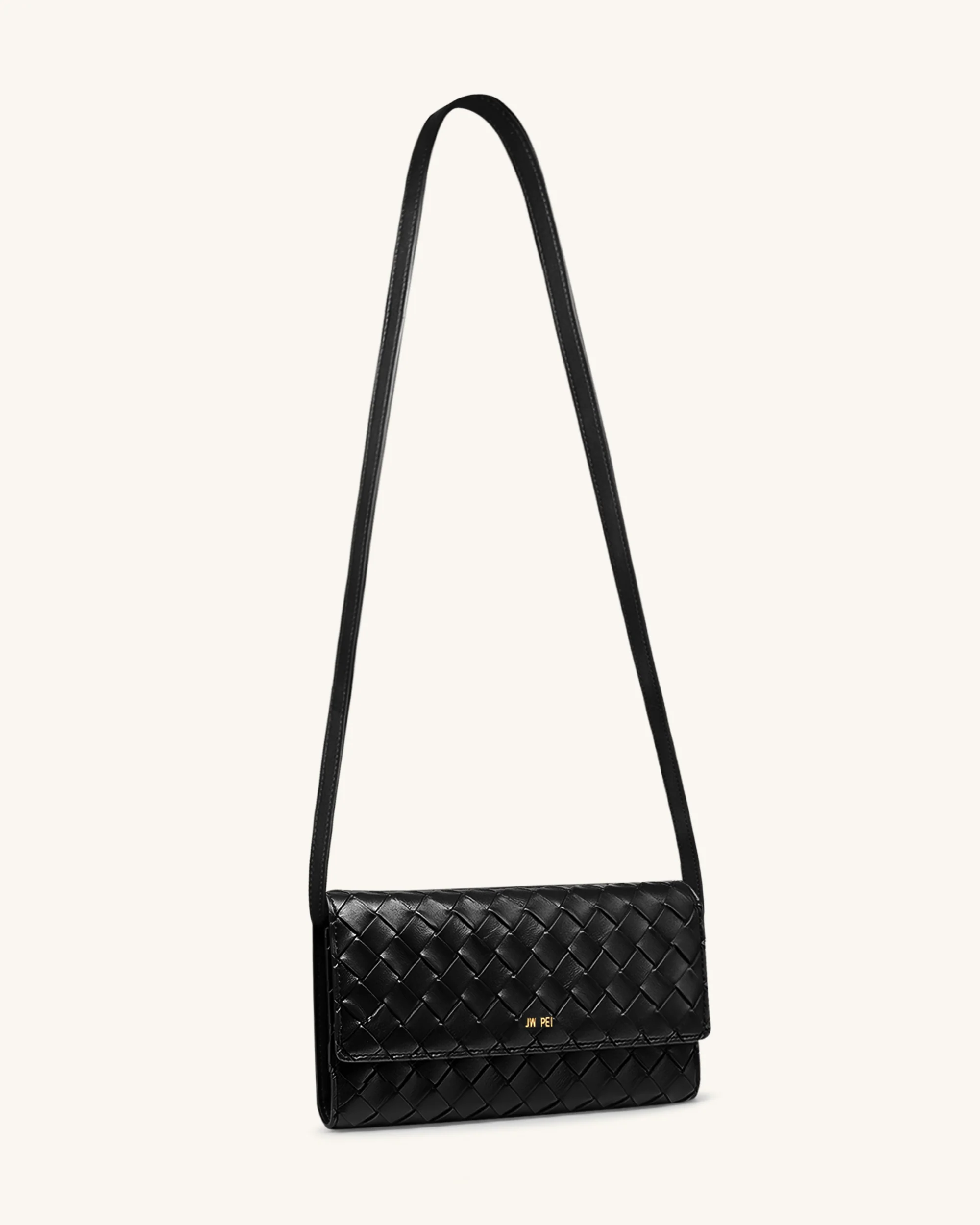 Woven Texture Flap Wallet - Black - Image 2