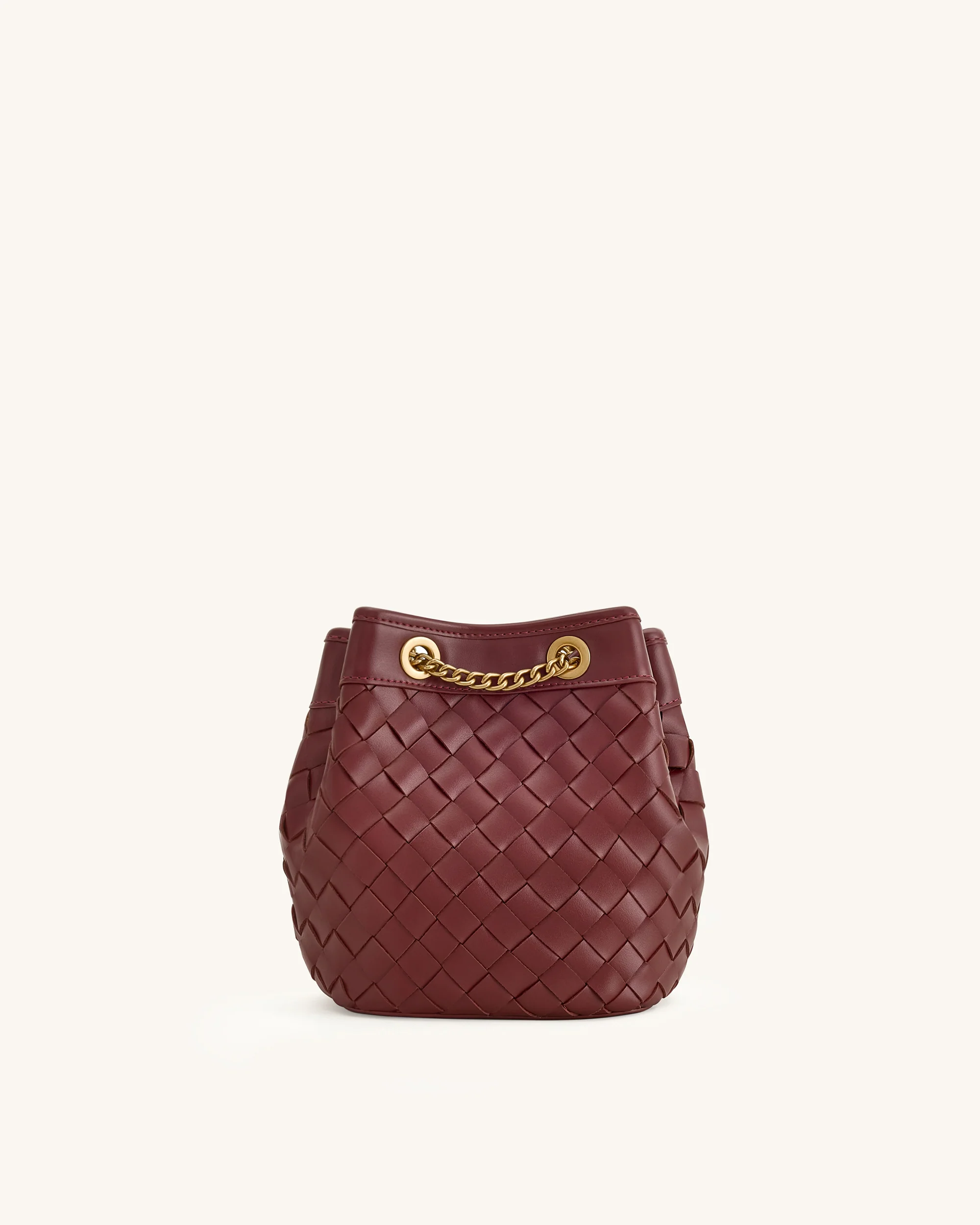 Yara Hand-Woven Bucket Bag - Burgundy - Image 3